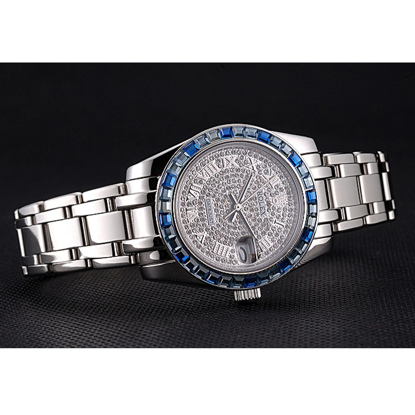 Aaa replica watch And Dial Rolex Jewels Datejust Stainless Diamond Bezel Bracelet Steel Blue 622834 Case 0825